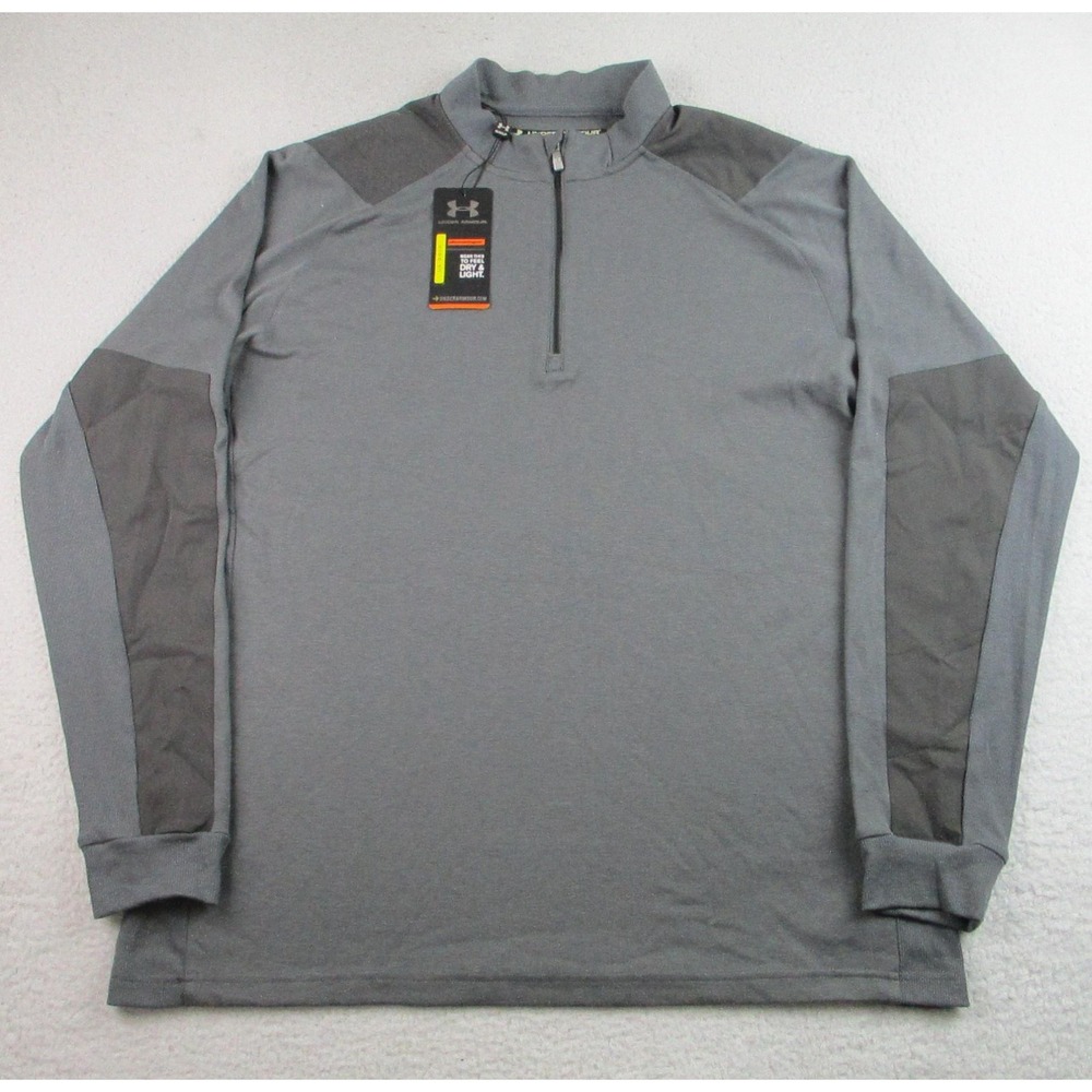 NWT Under Armour Pullover Mens XL Gray Quarter Zip Performance Wool Blend